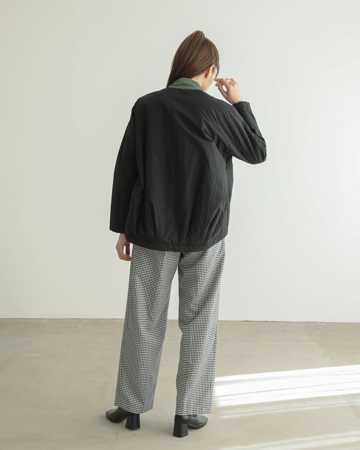 collarless padded jacket