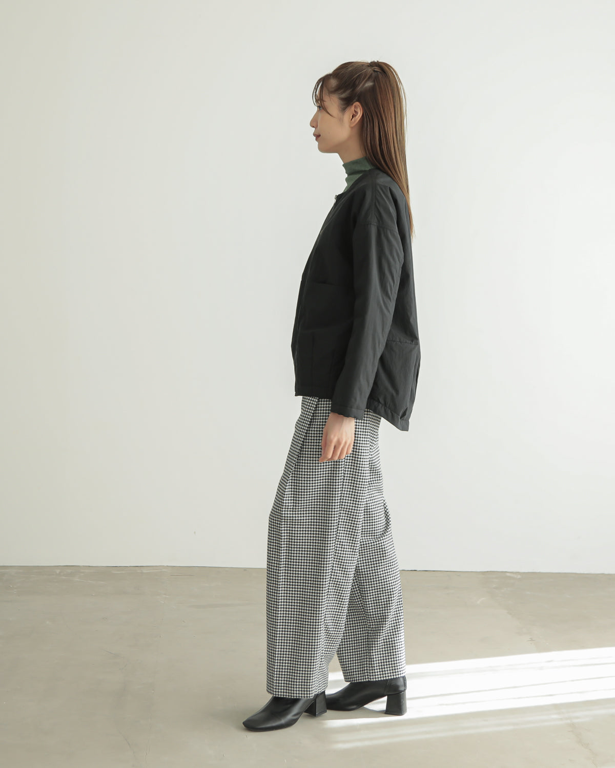 collarless padded jacket