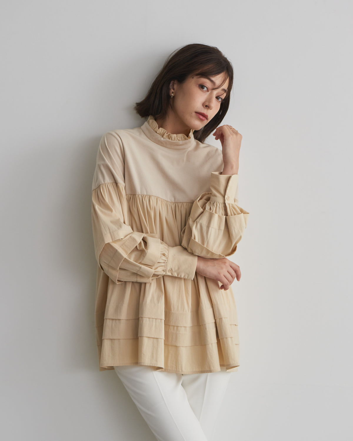 corduroy block blouse