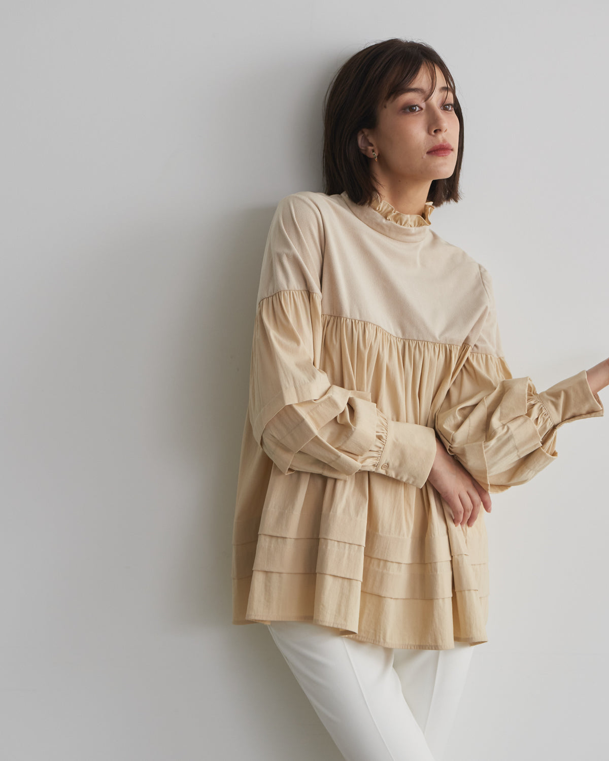 corduroy block blouse