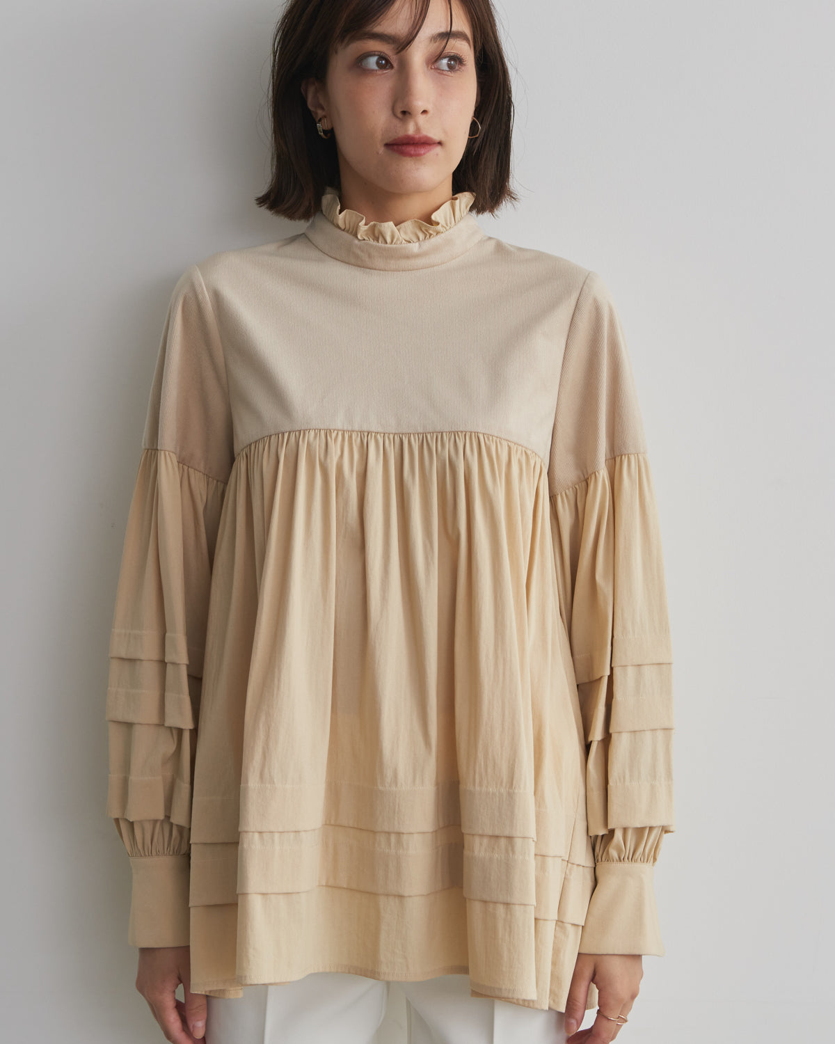 corduroy block blouse