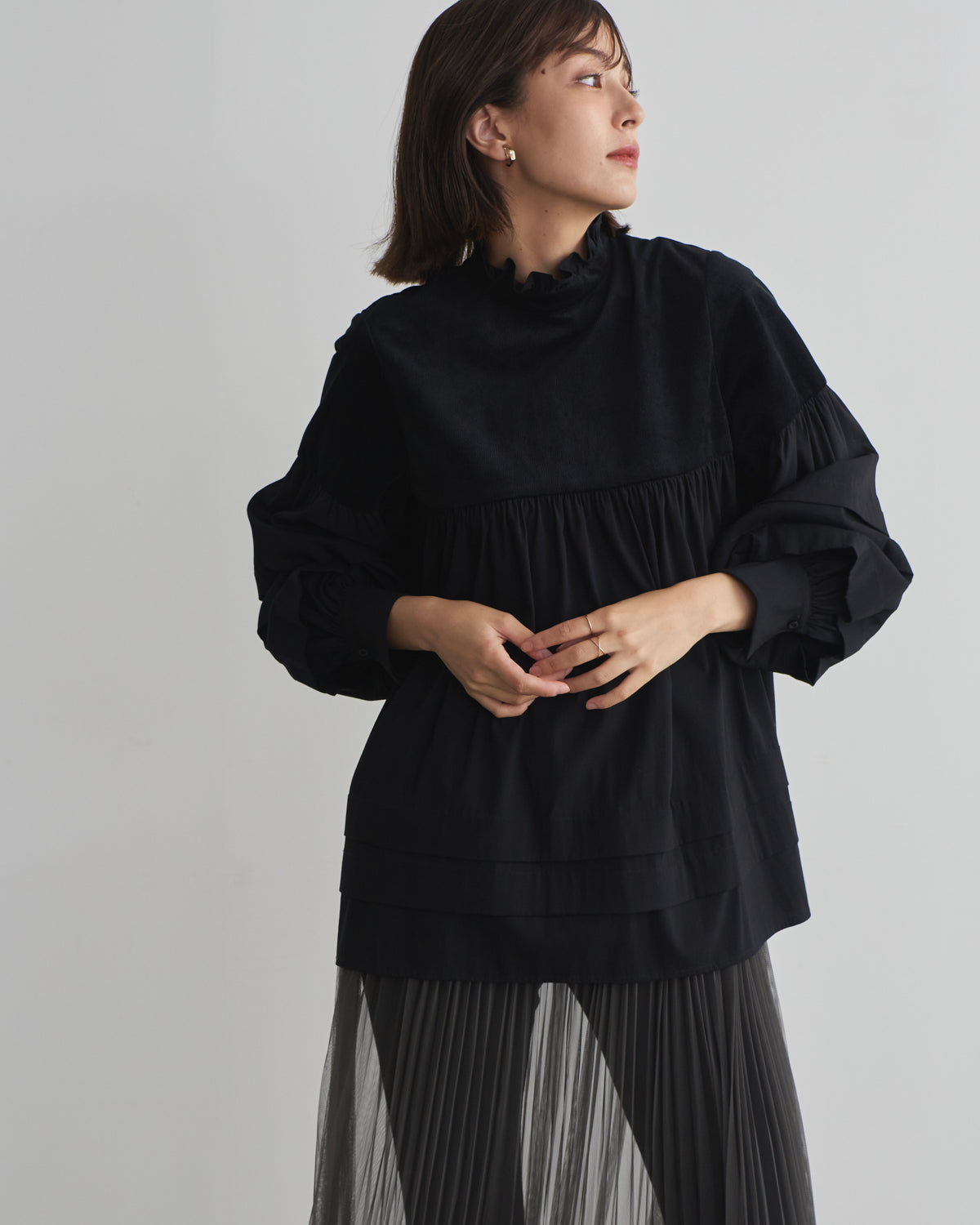 corduroy block blouse