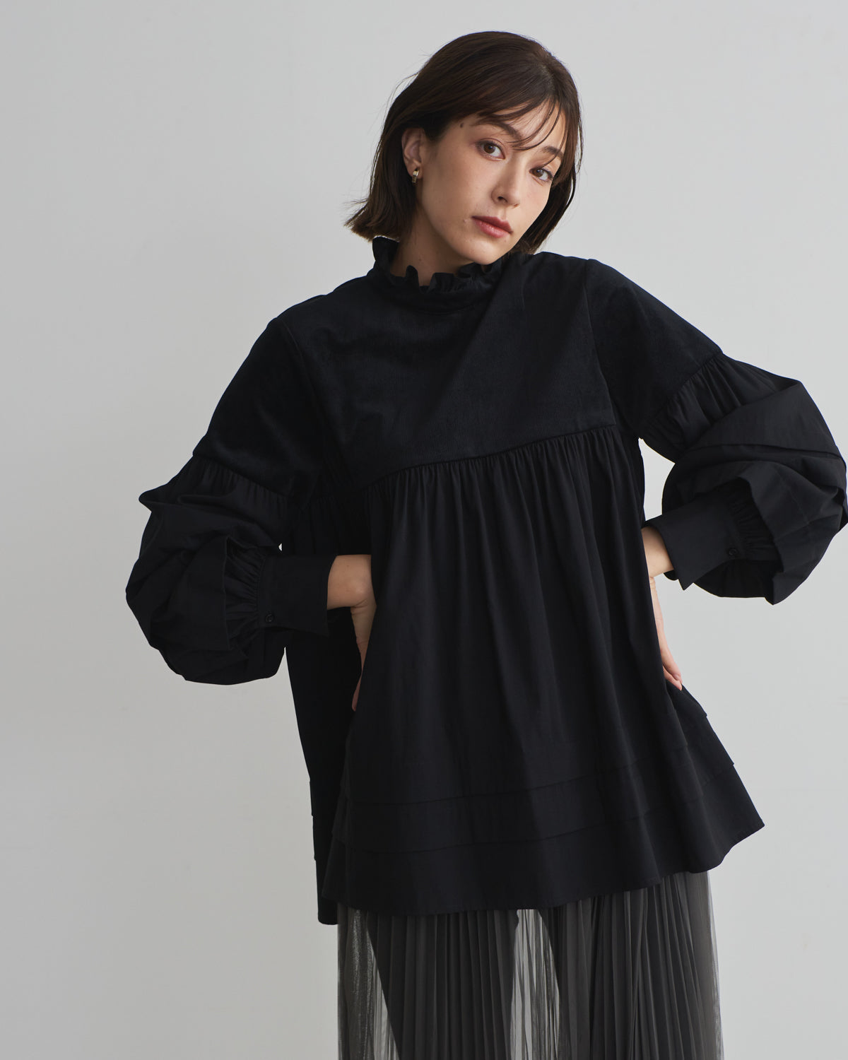 corduroy block blouse