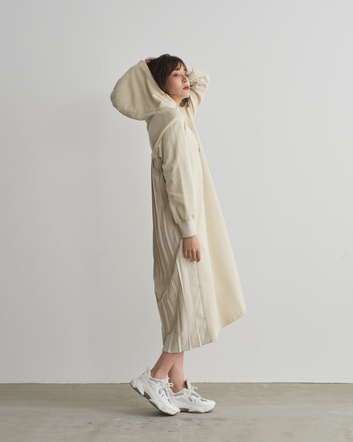 back pleats brushed lining one piece