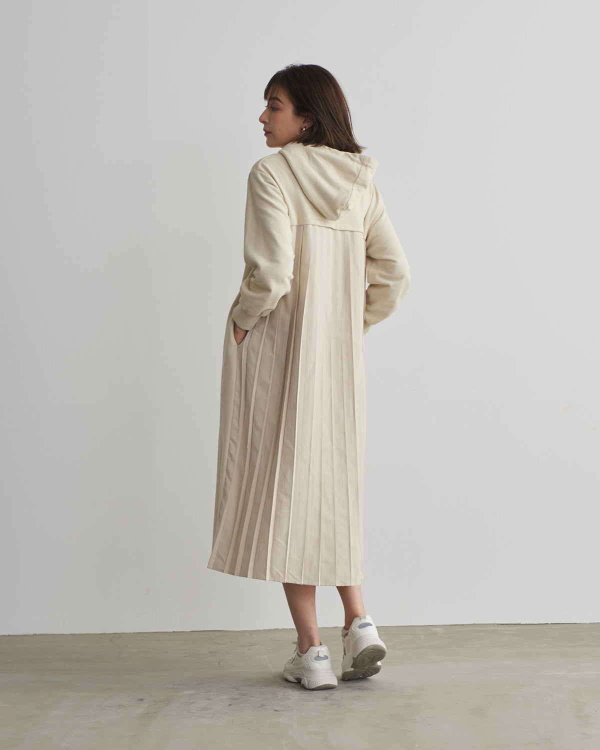 back pleats brushed lining one piece