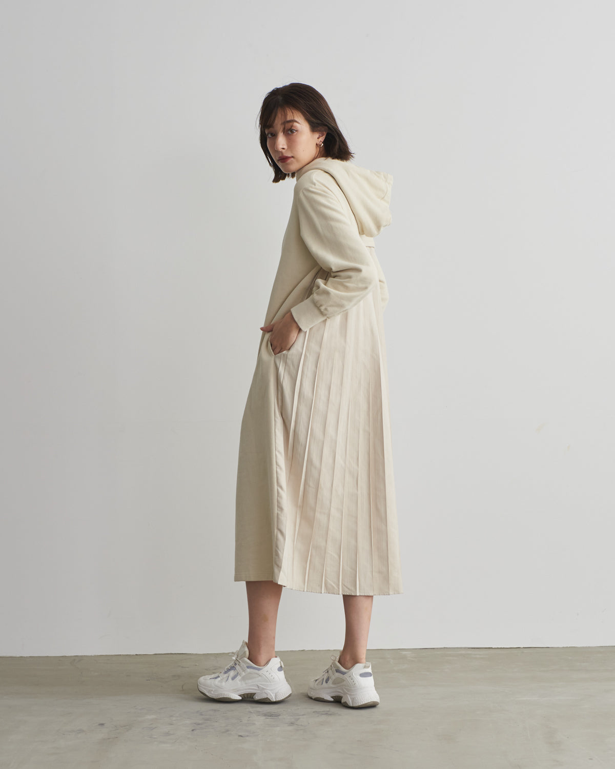 back pleats brushed lining one piece