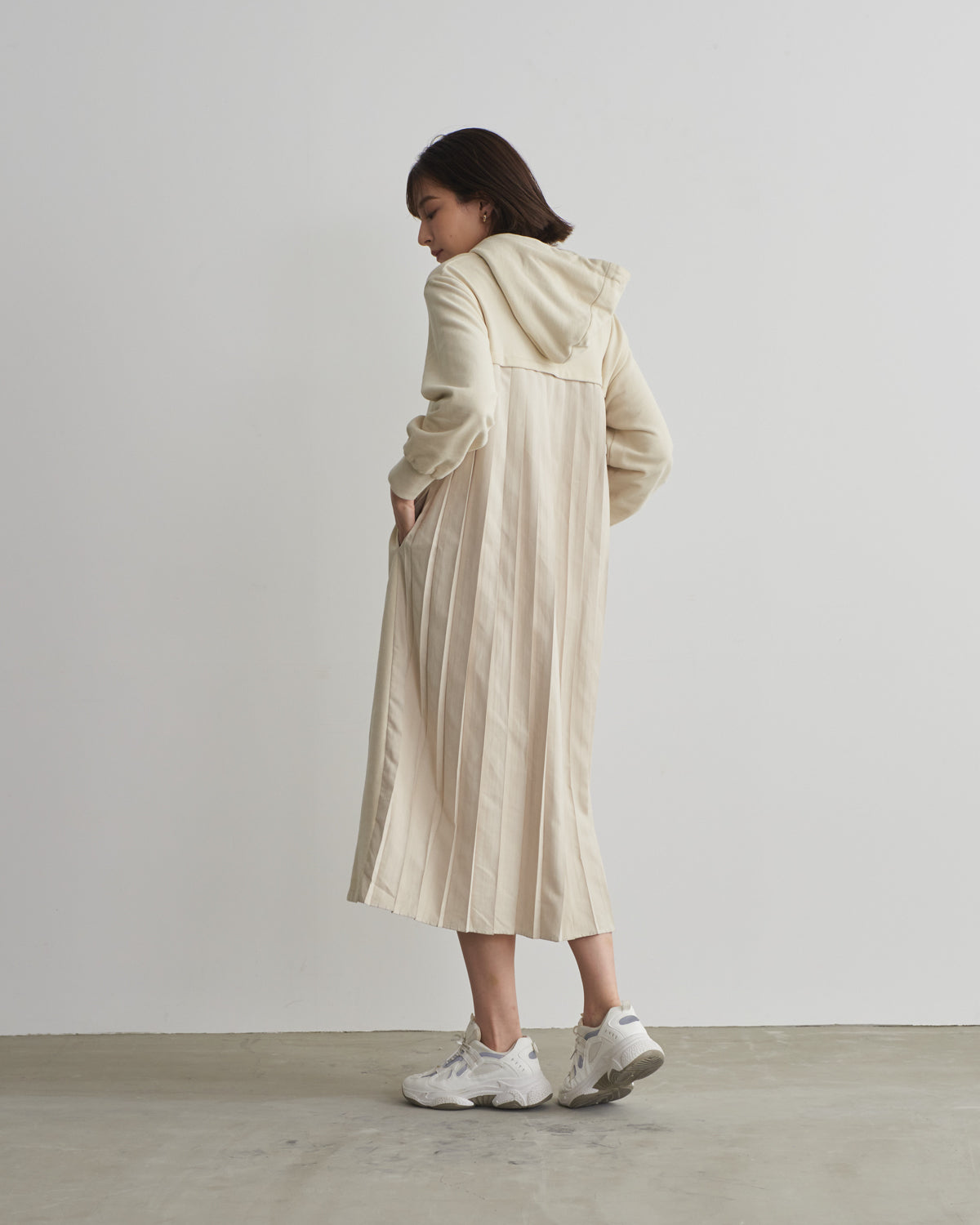 back pleats brushed lining one piece