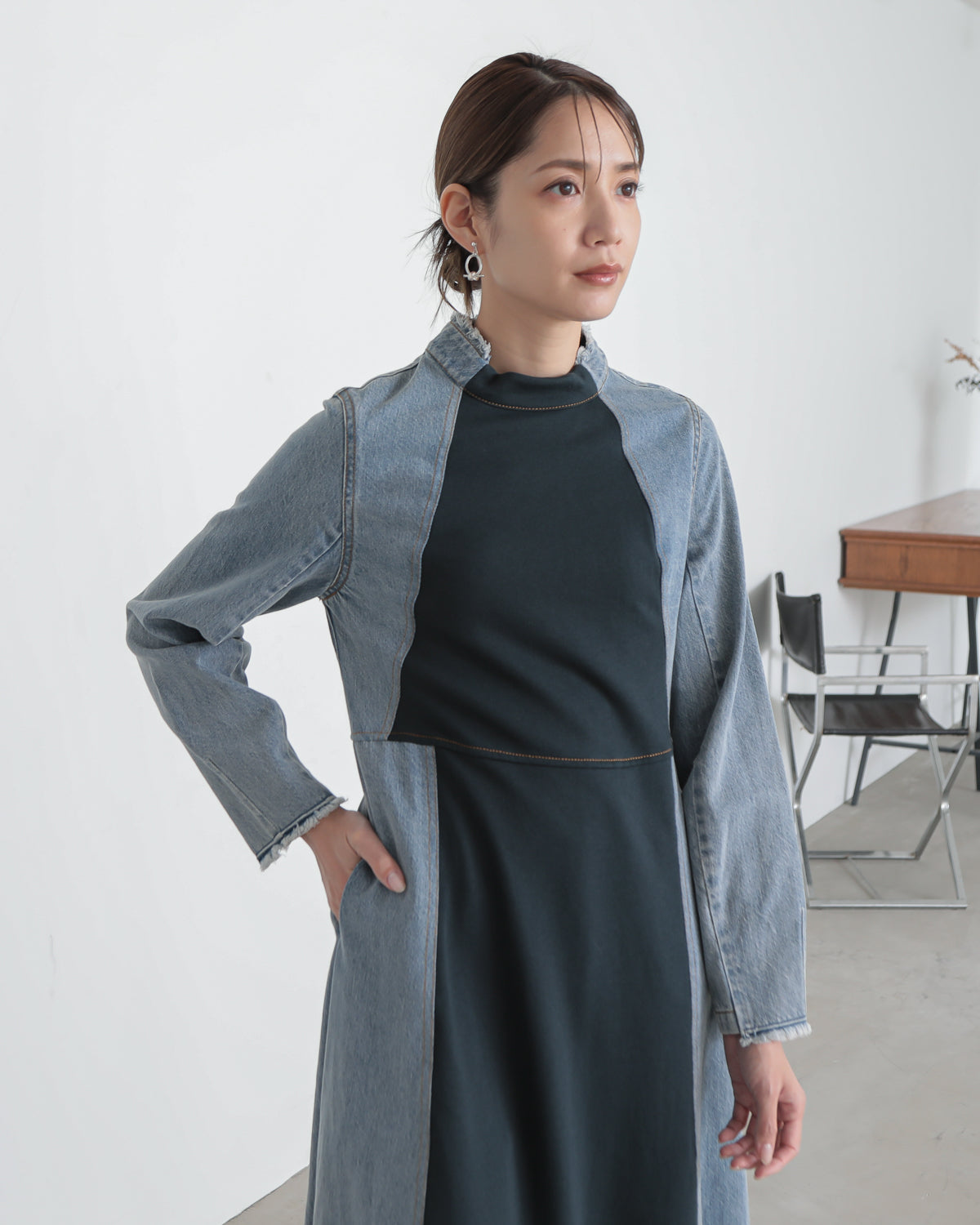 denim switching one piece