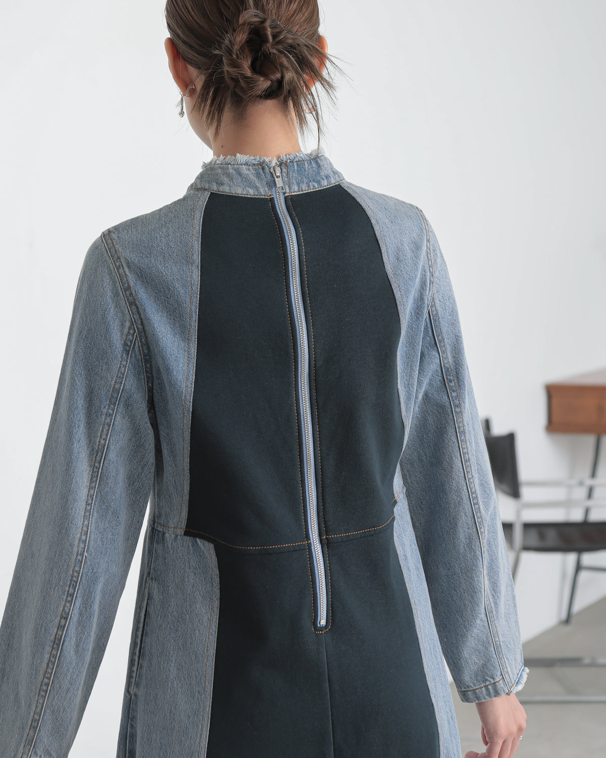 denim switching one piece
