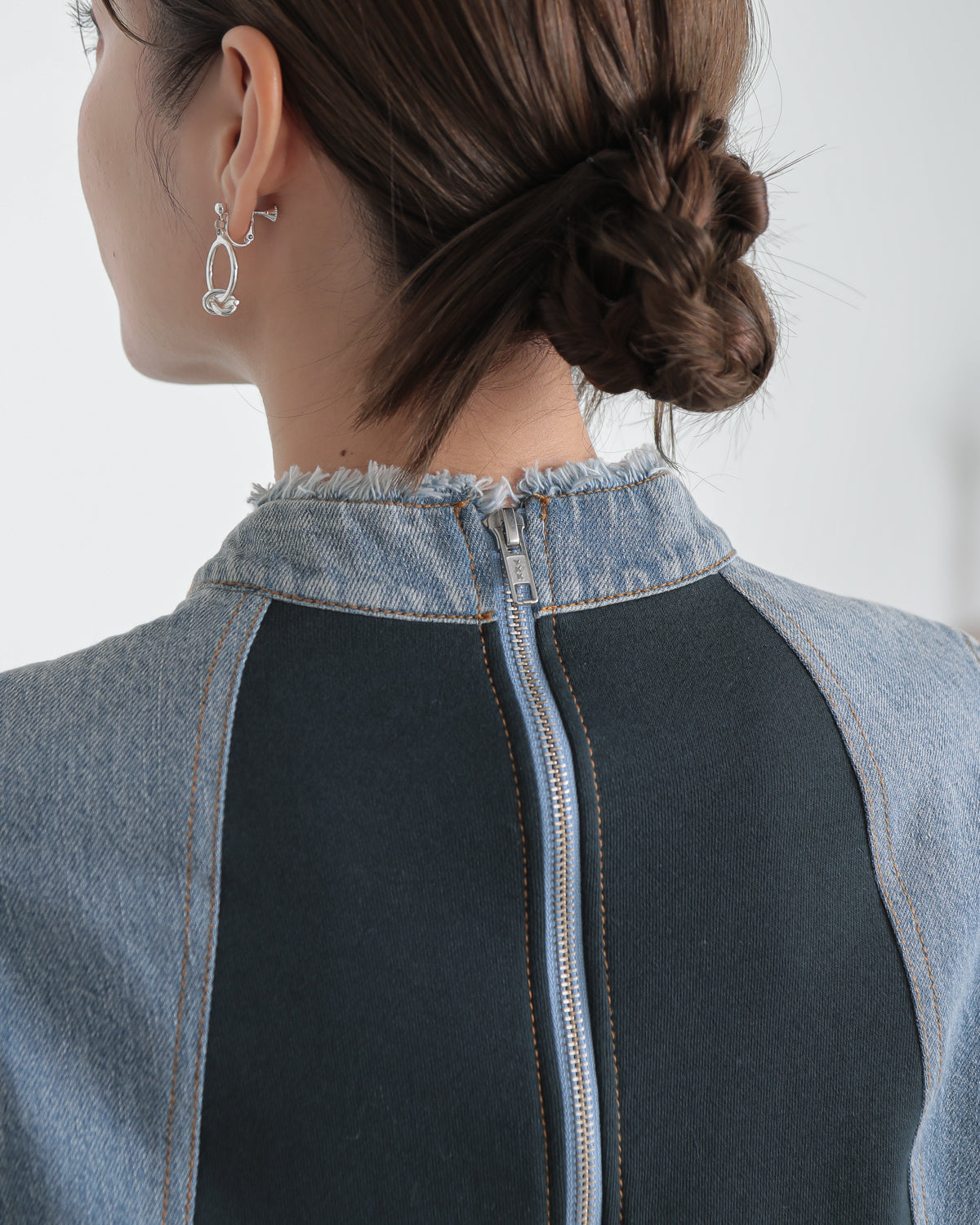 denim switching one piece