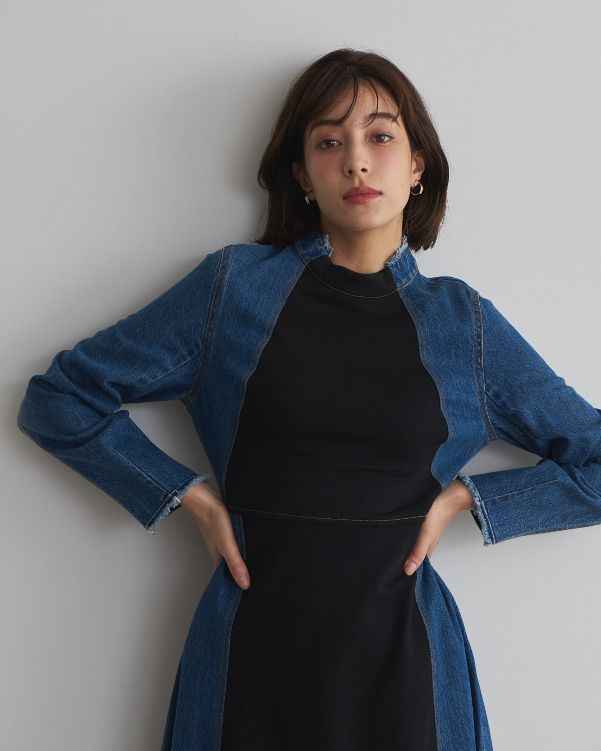 denim switching one piece