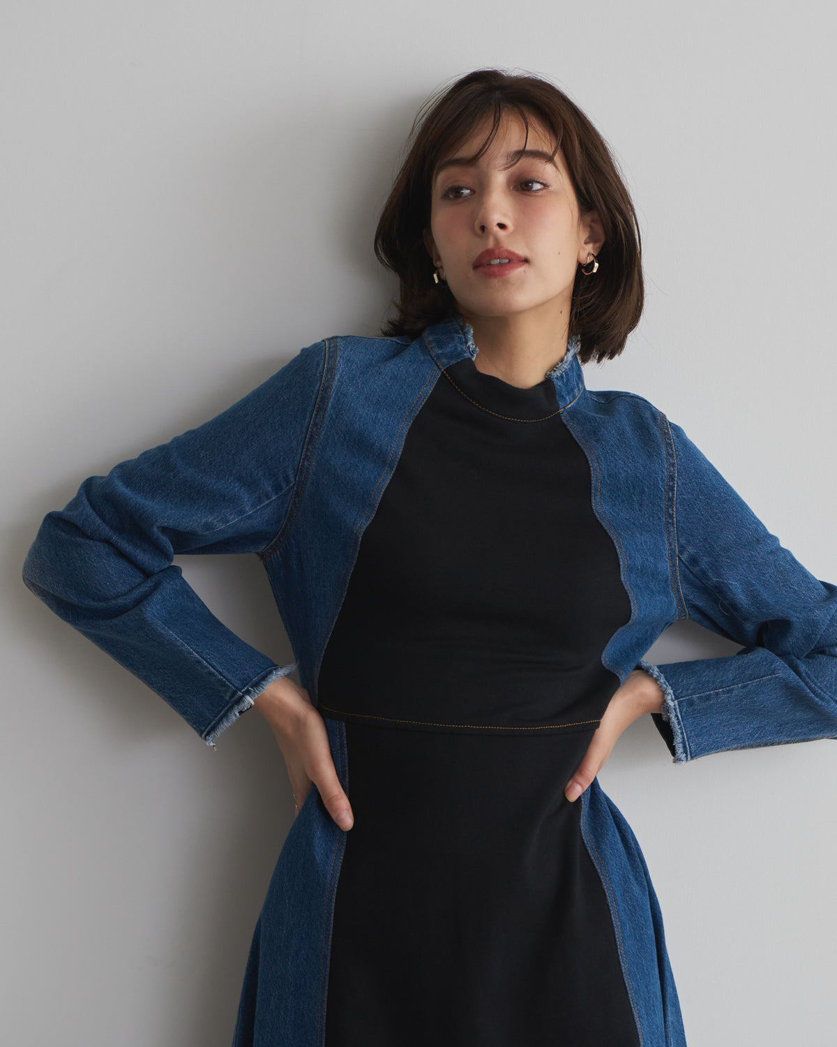 denim switching one piece