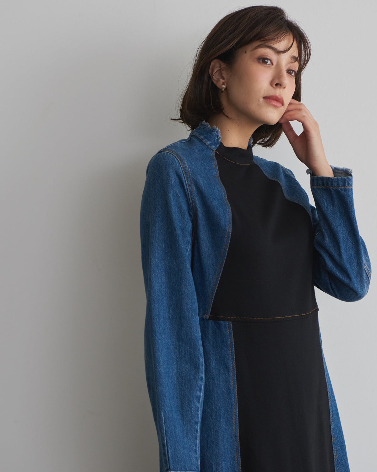 denim switching one piece