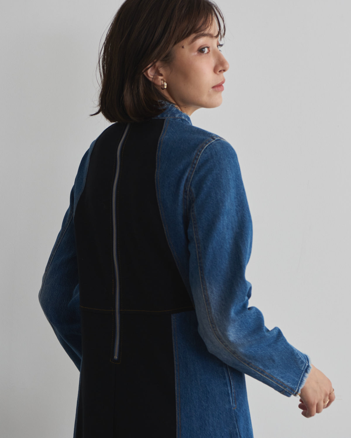 denim switching one piece