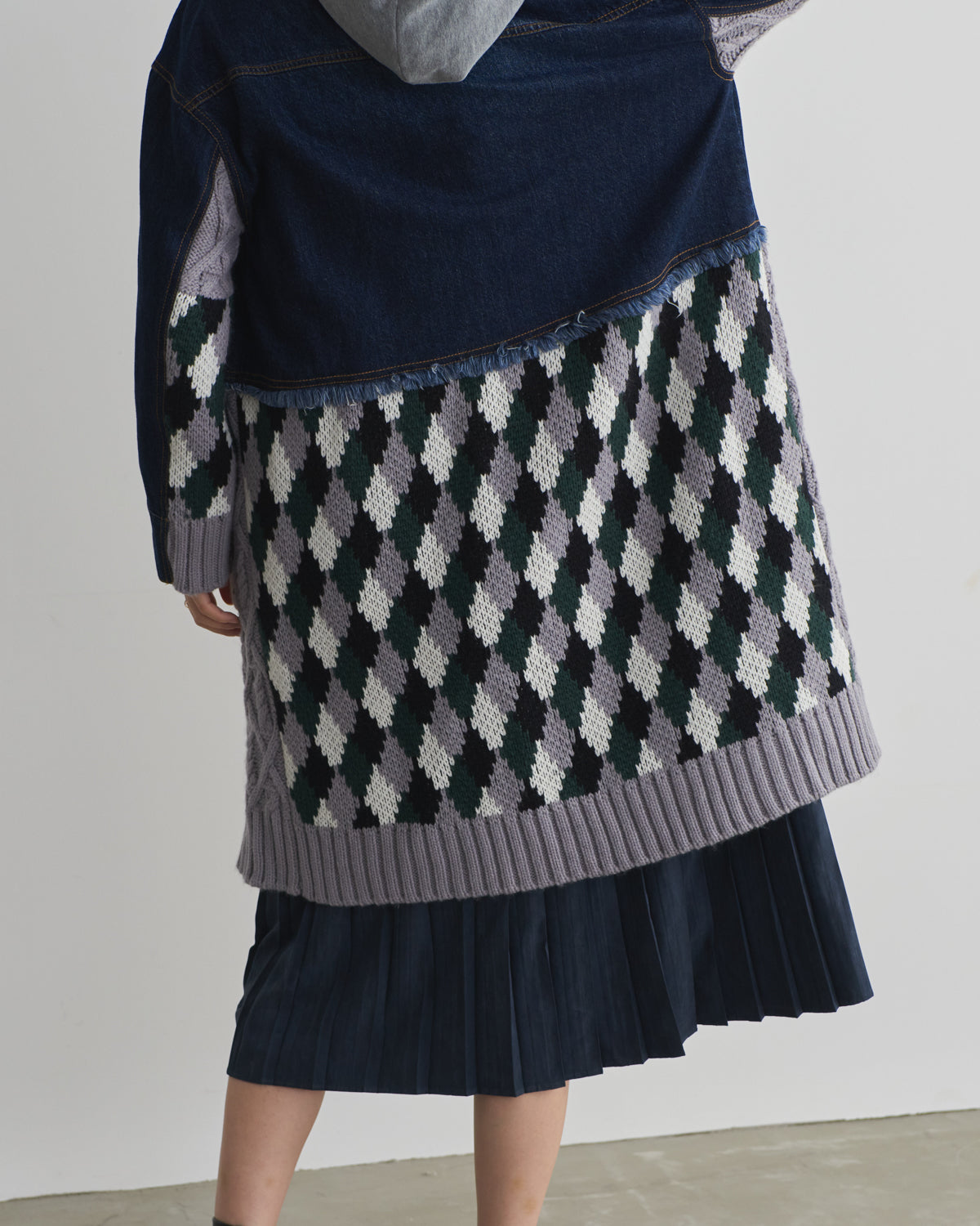 denim x knit cardigan