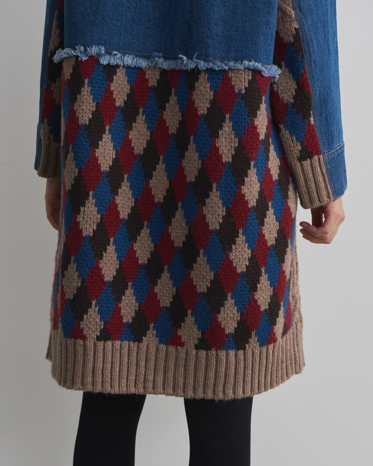 denim x knit cardigan