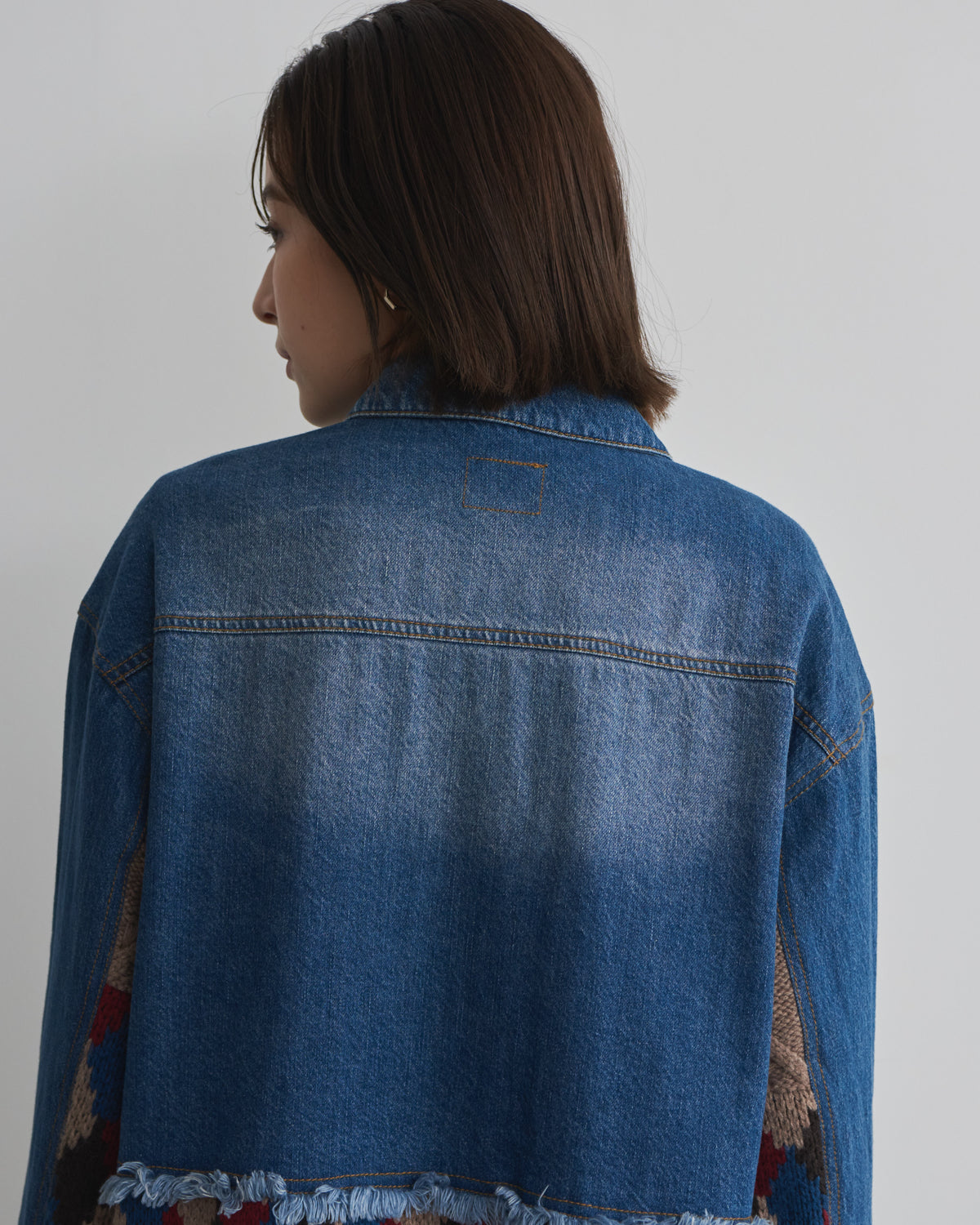 denim x knit cardigan