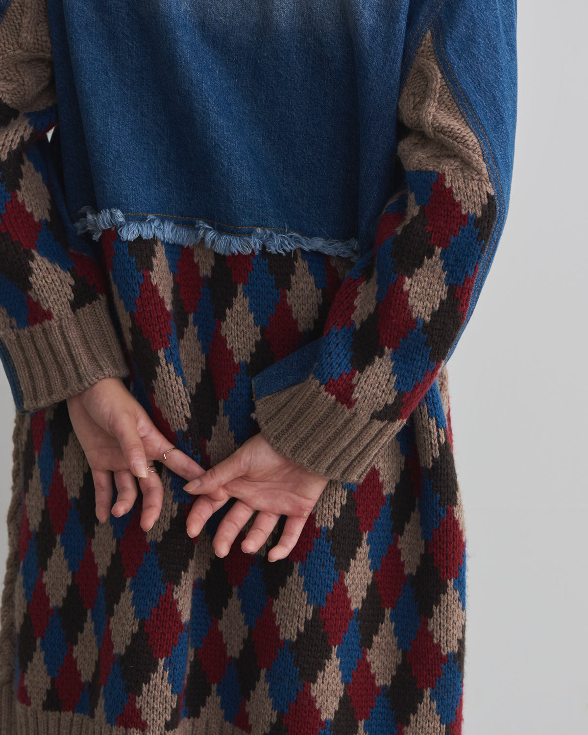denim x knit cardigan