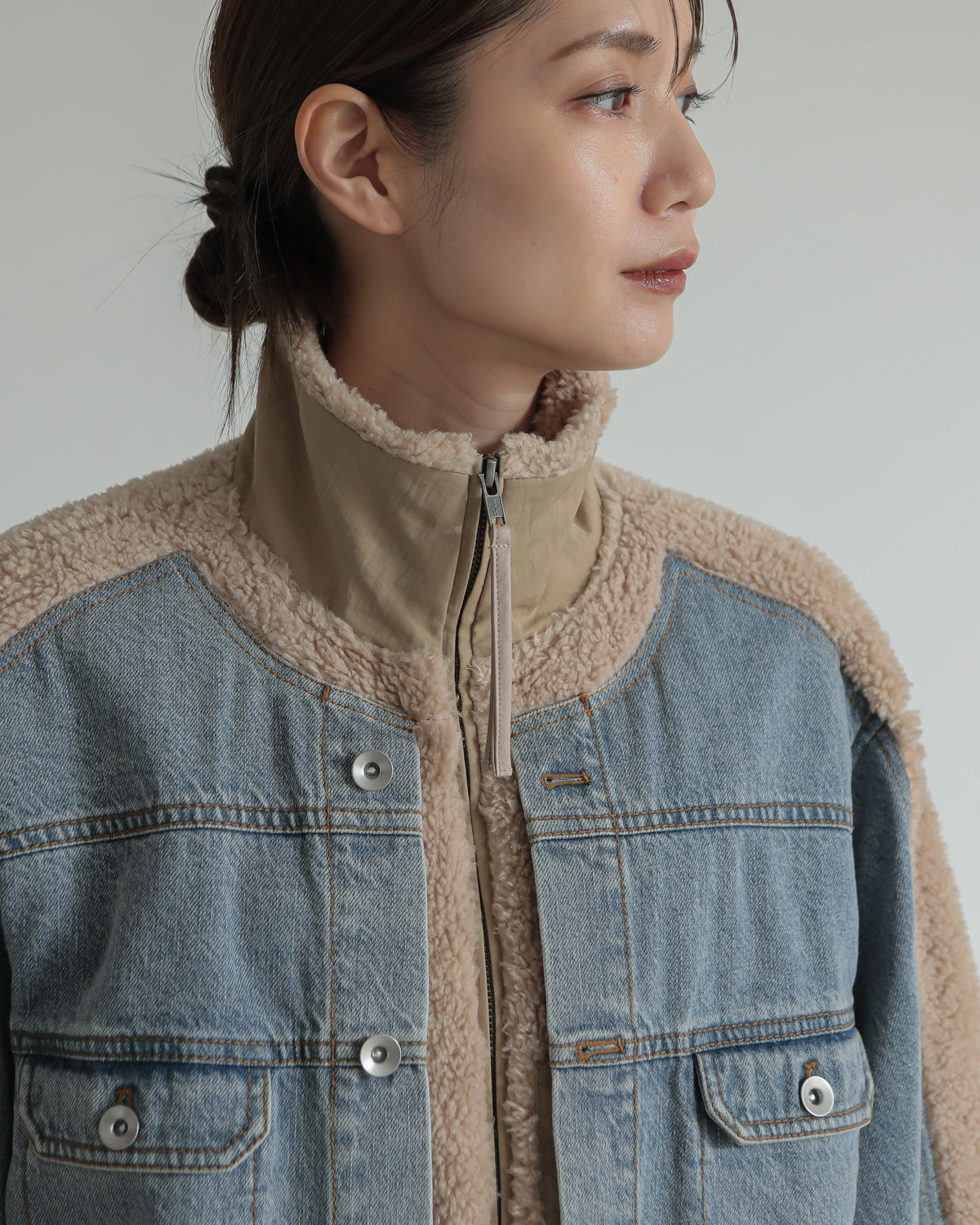 boa x denim jacket