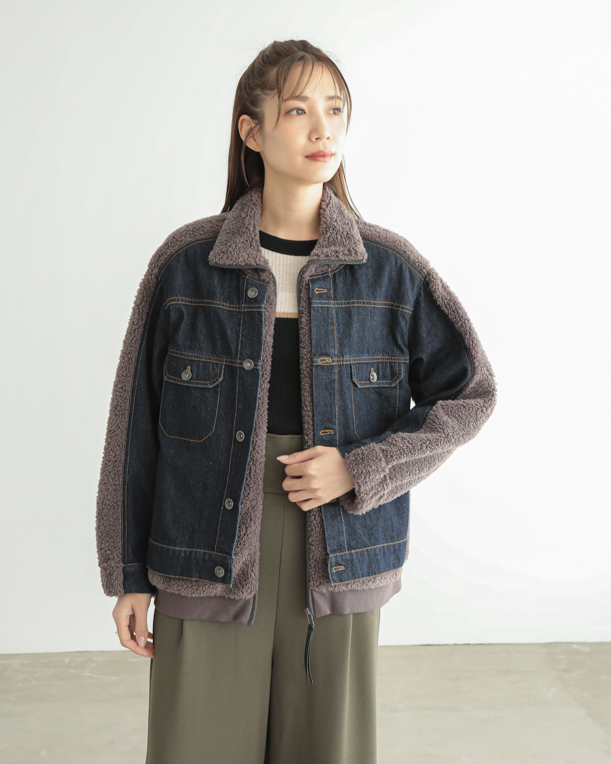 boa x denim jacket