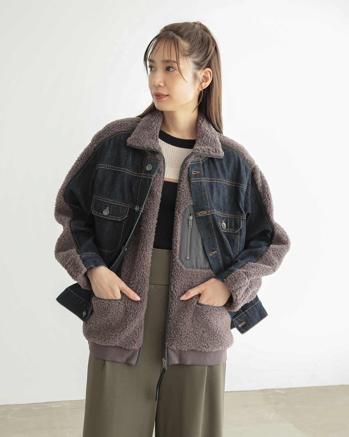 boa x denim jacket