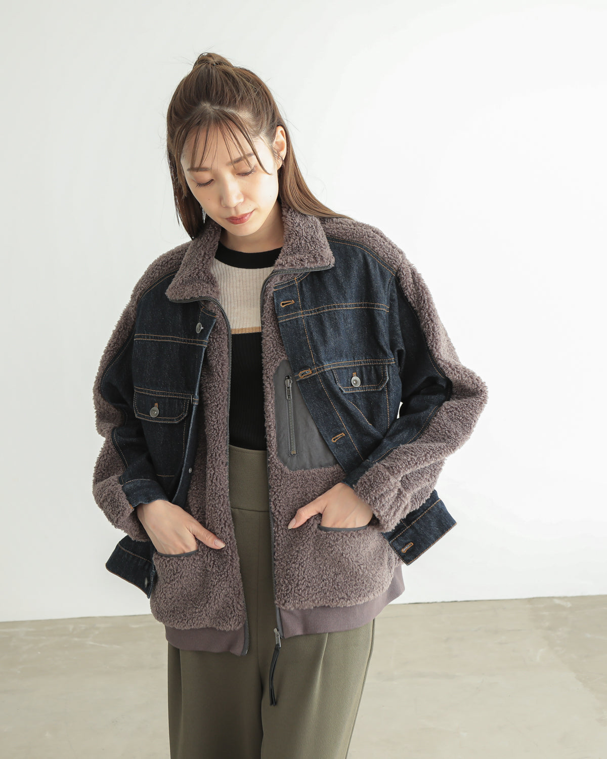 boa x denim jacket