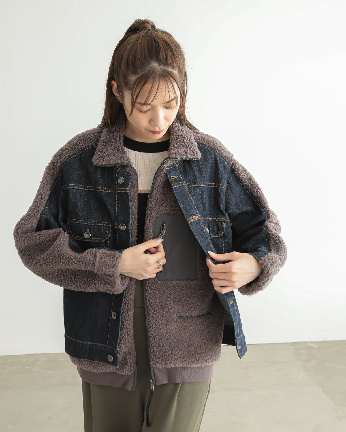 boa x denim jacket