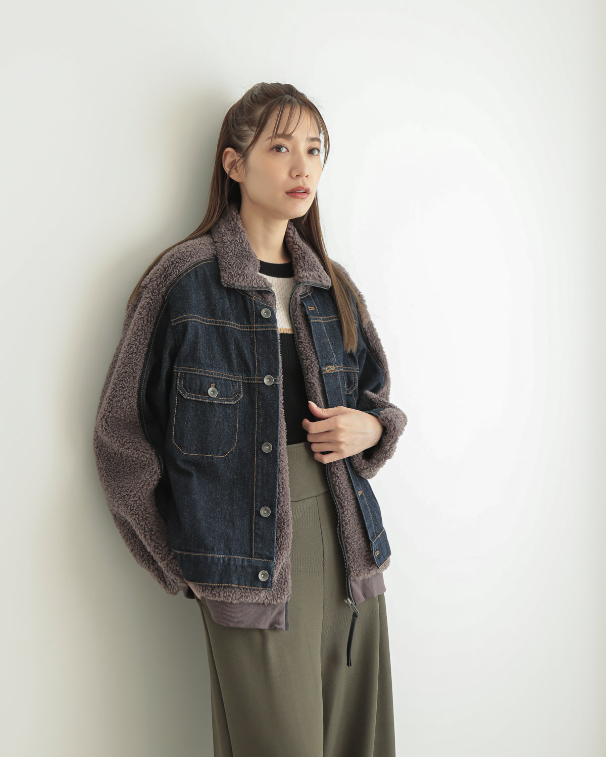 boa x denim jacket