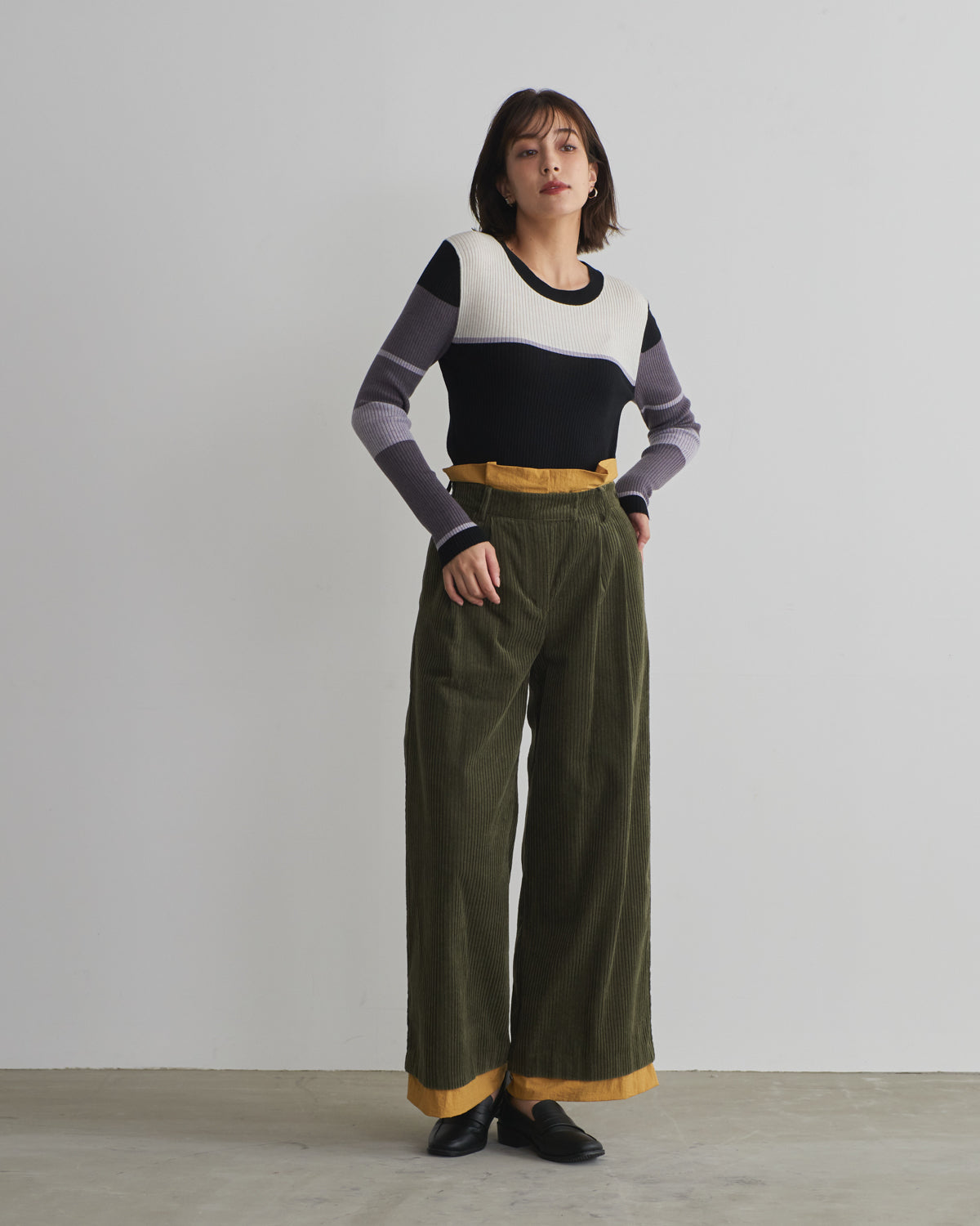 colored rib knit