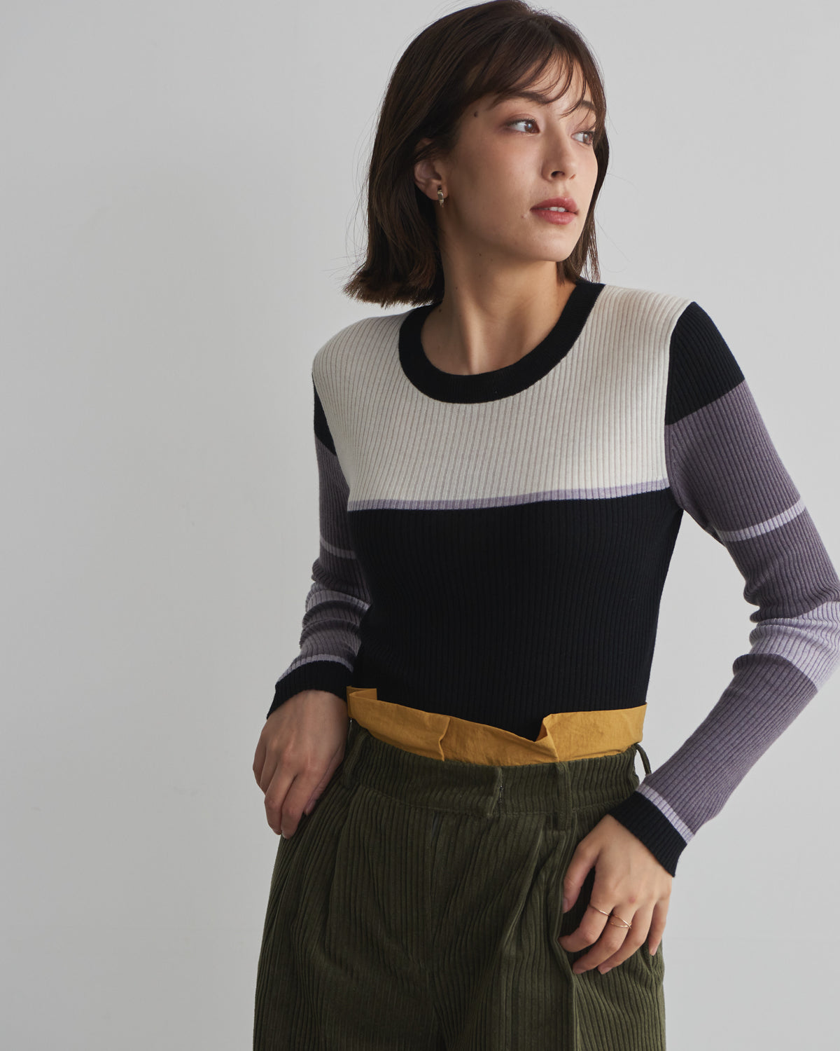 colored rib knit