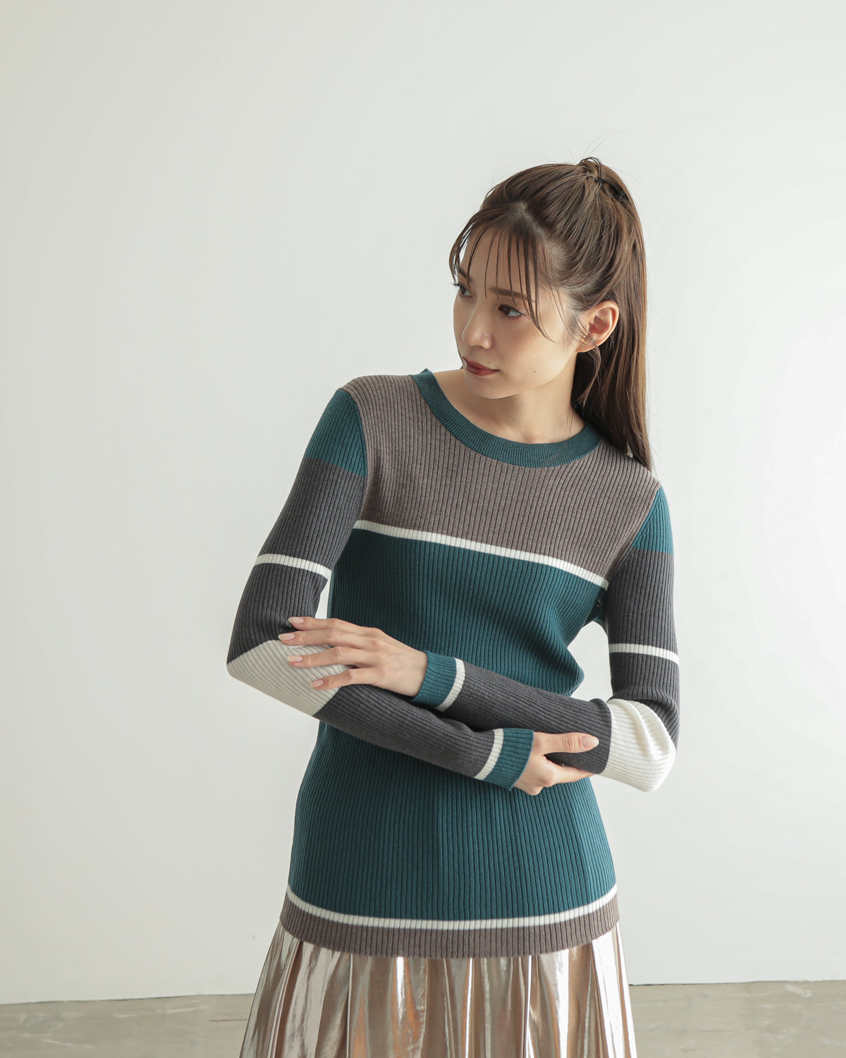 colored rib knit