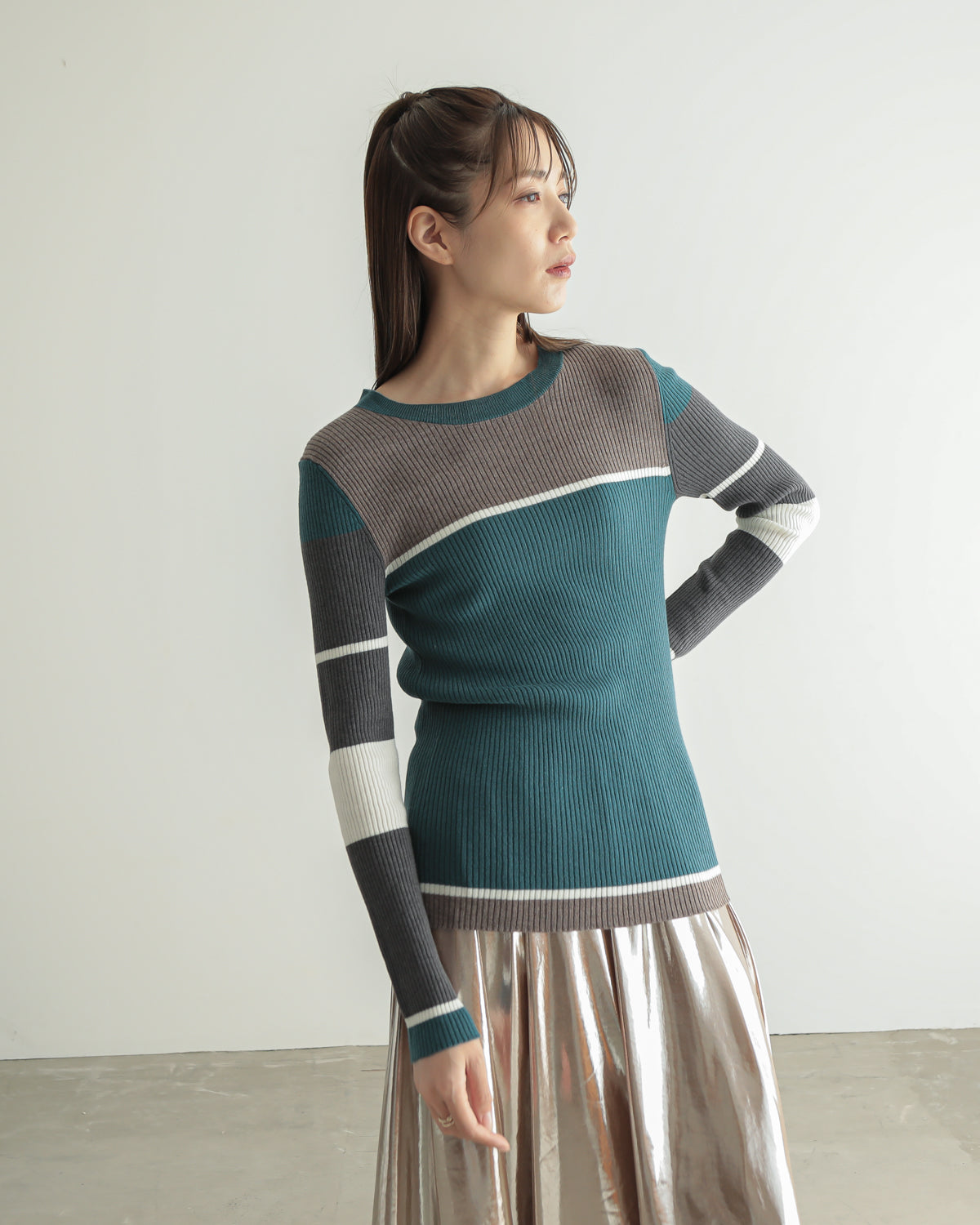 colored rib knit