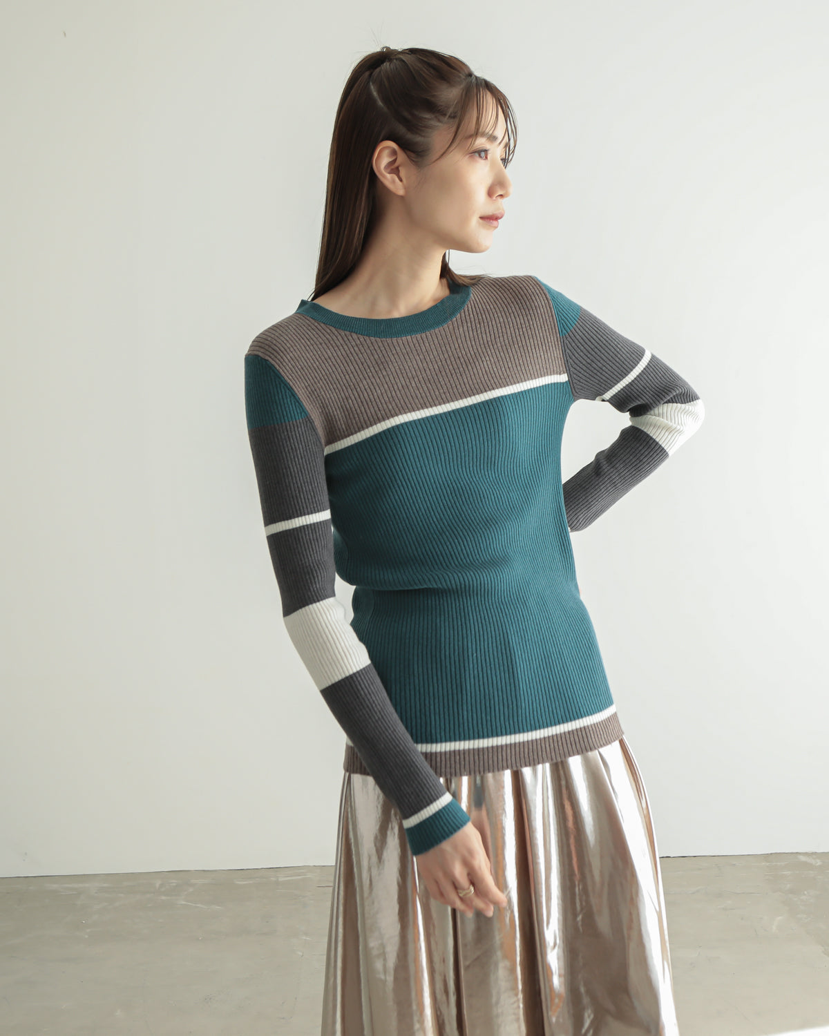 colored rib knit