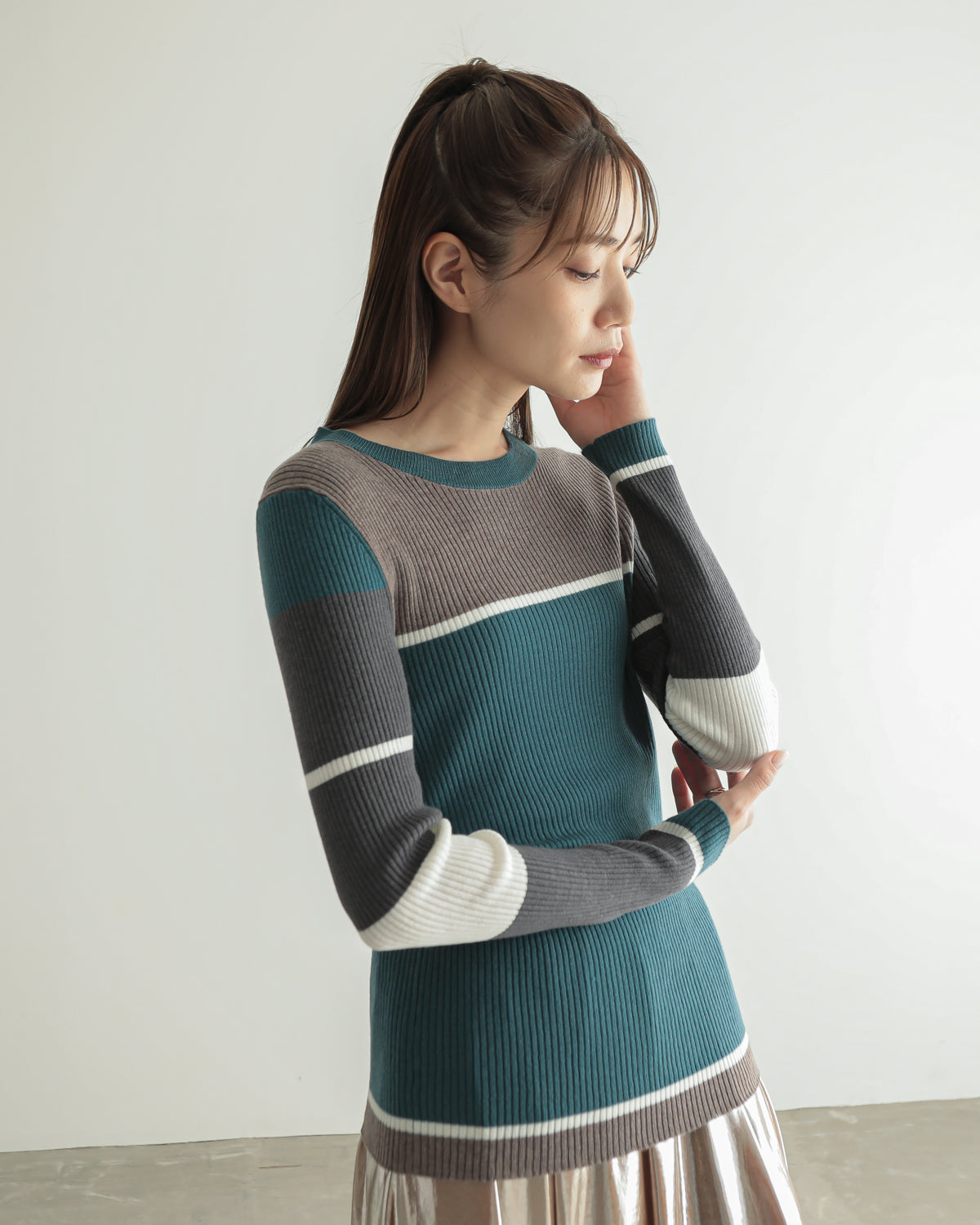 colored rib knit