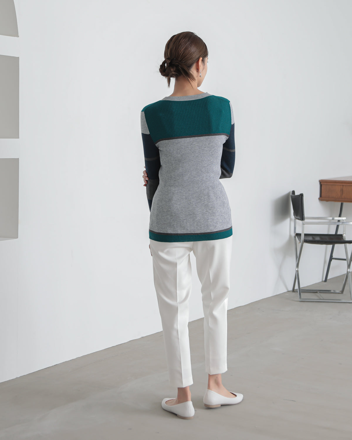 colored rib knit