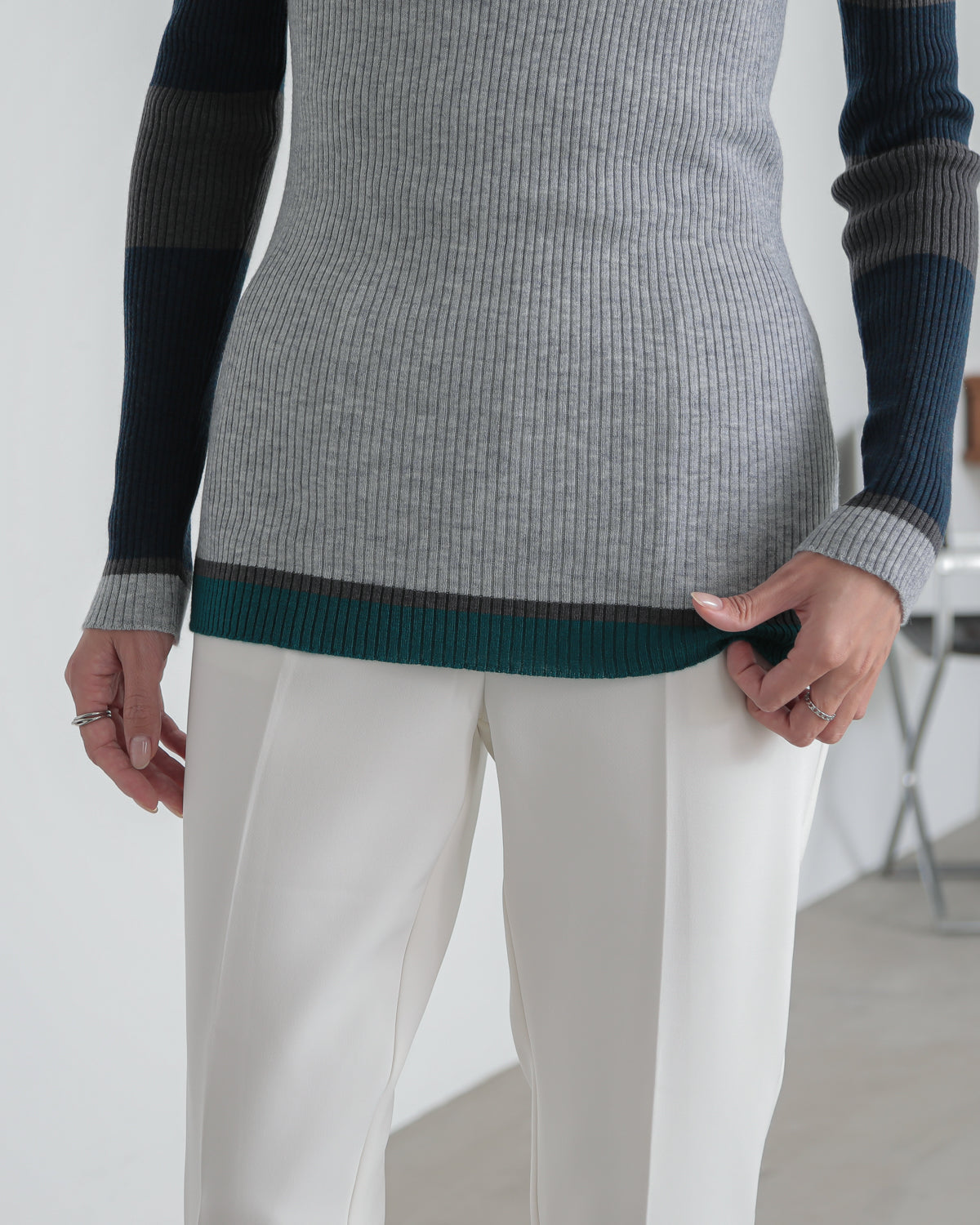 colored rib knit