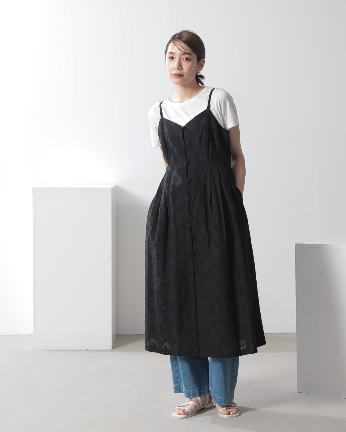 刺繍ロングジレ