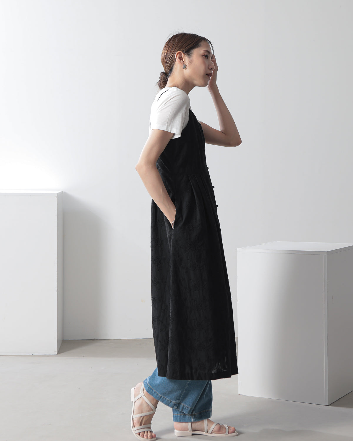 刺繍ロングジレ