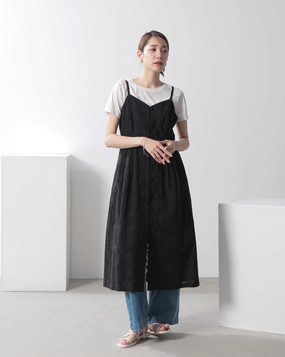 刺繍ロングジレ