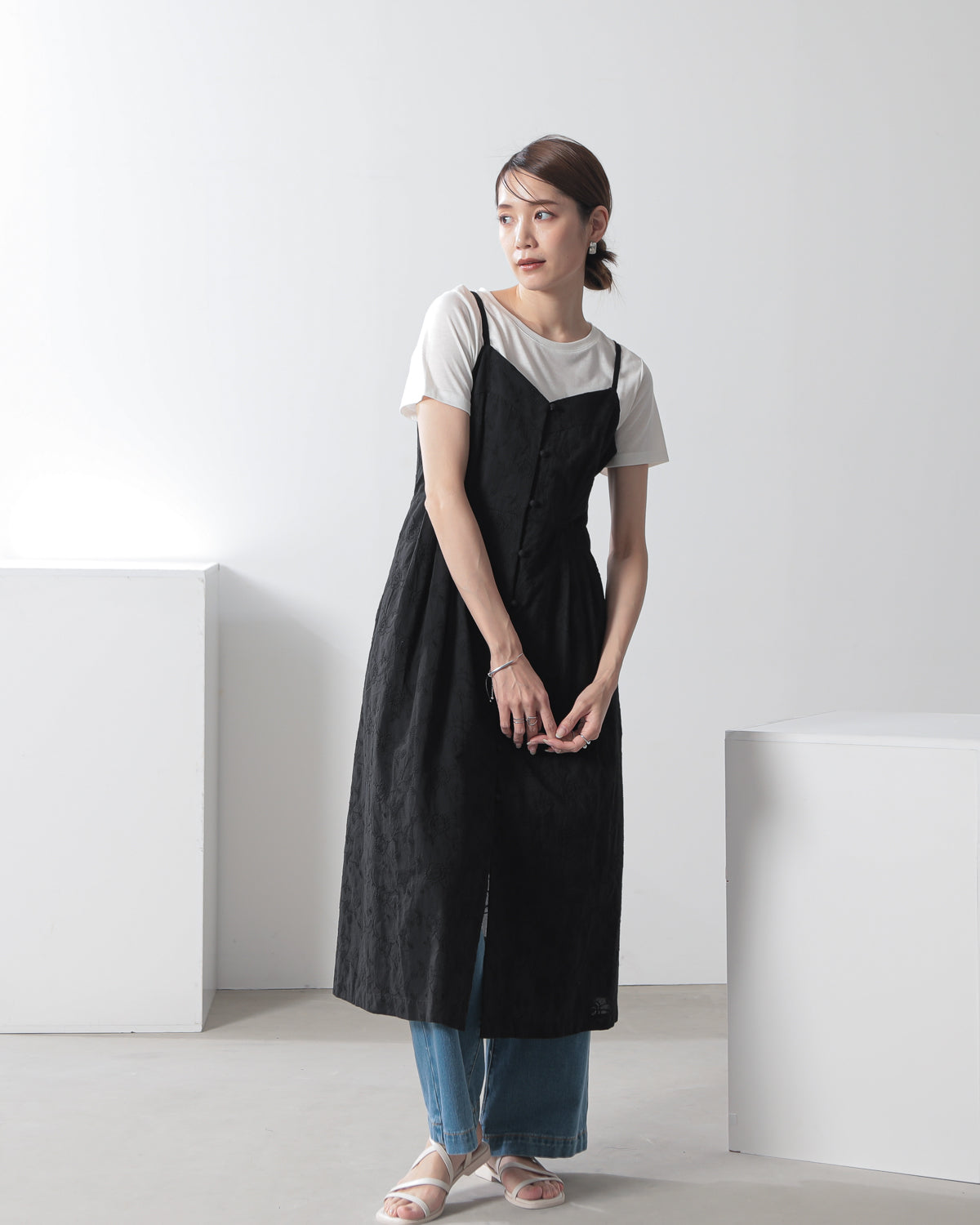 刺繍ロングジレ