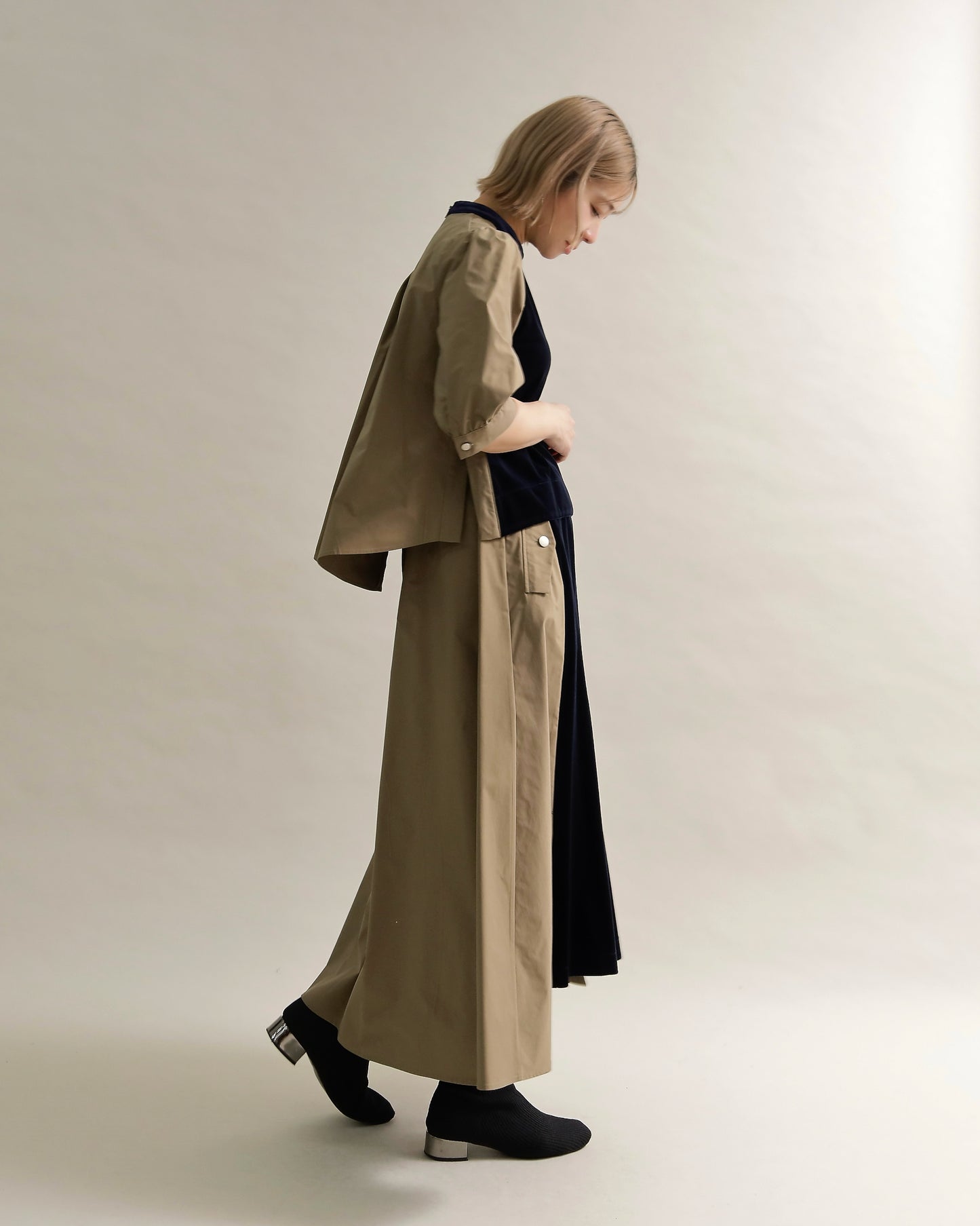 異素材組み合わせブラウス