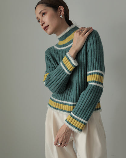 color combination ribbed pullover