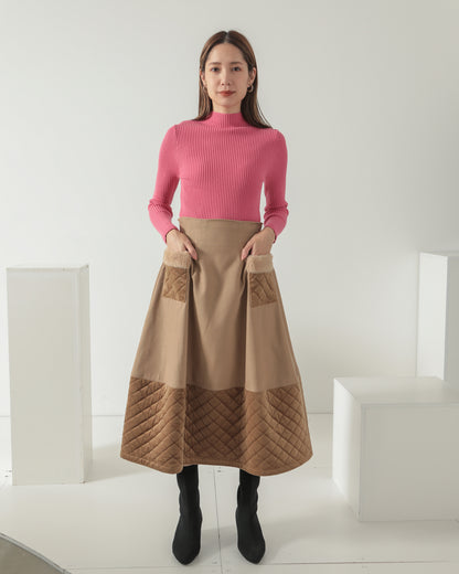 quilt pocket fur skirt