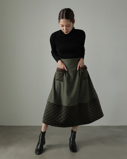 quilt pocket fur skirt