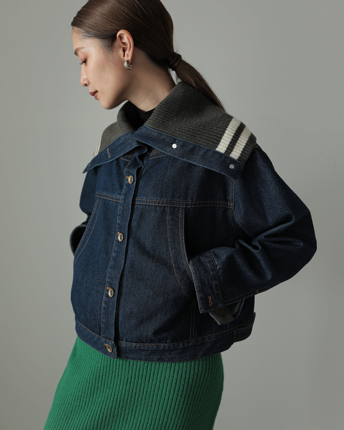 collar knit denim G Jumper