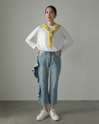 frill denim pants