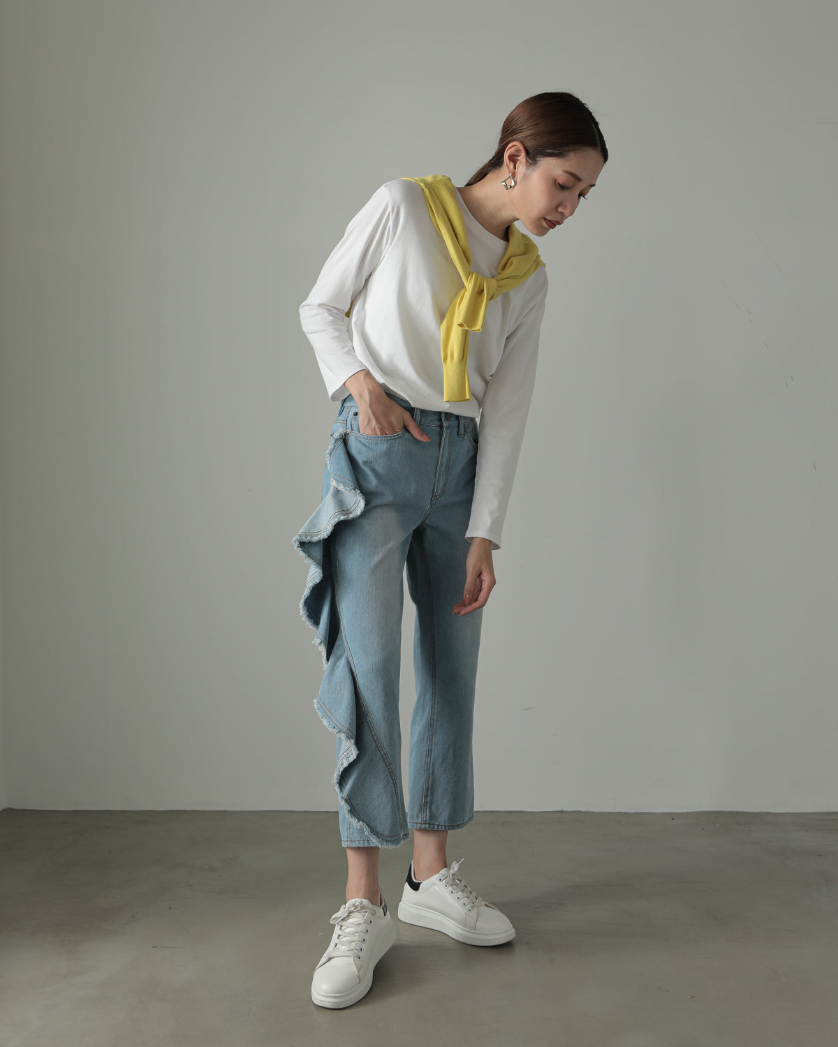 frill denim pants