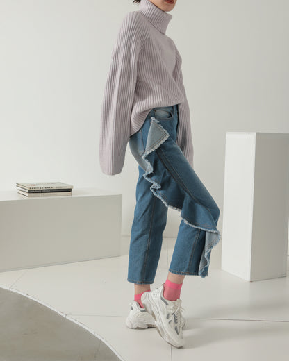 frill denim pants