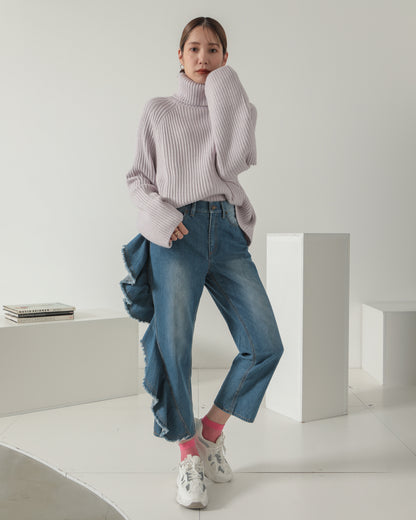 frill denim pants