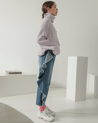 frill denim pants